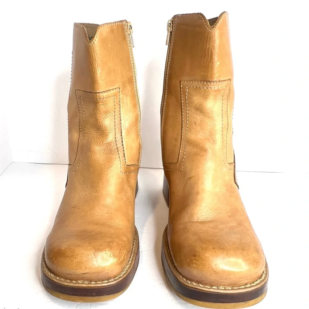 Awesome SKECHERS Vintage Boots Genuine Leather Platform Chunky Heel Above Ankle